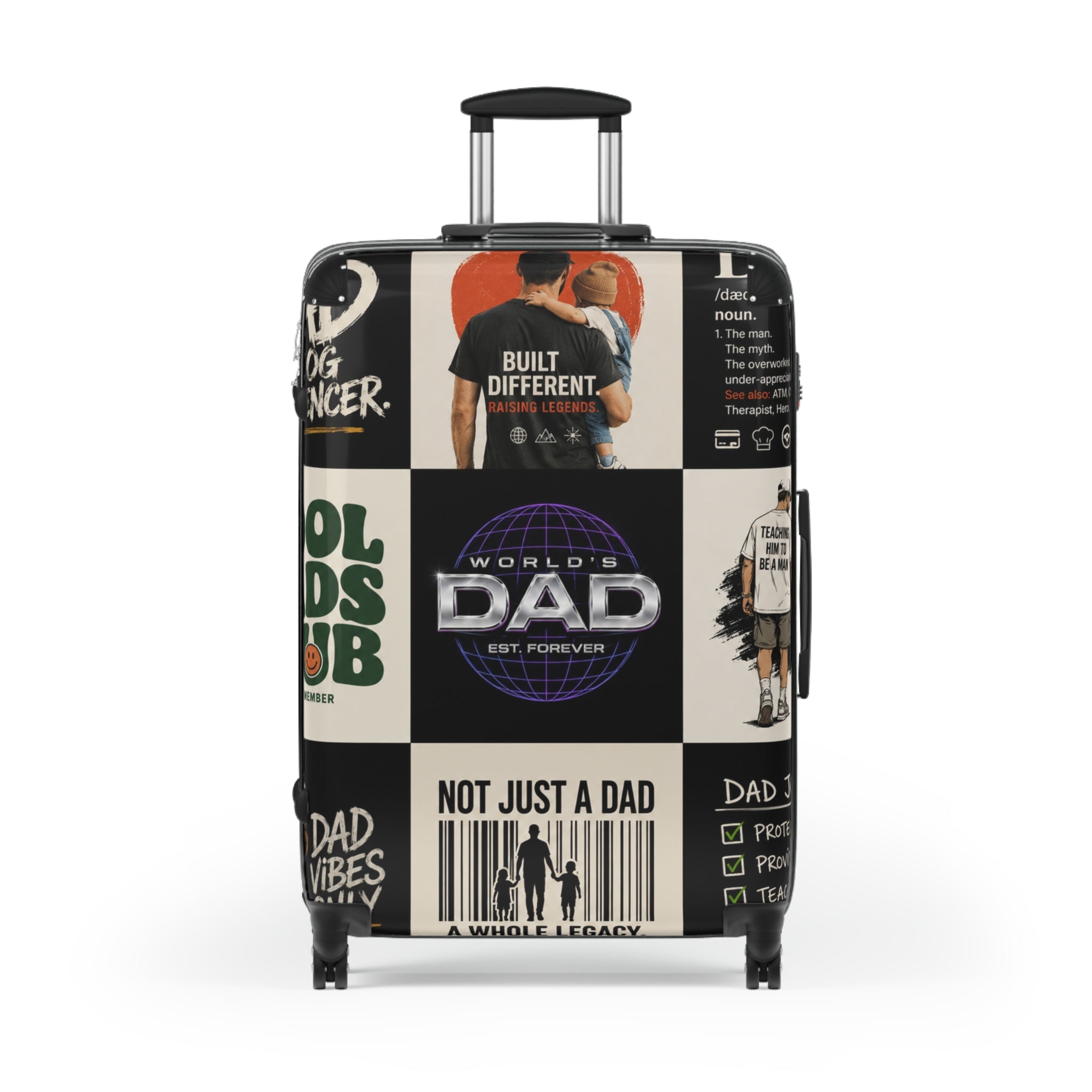 “The Carry-On King” Father’s Day Travel Suitcase with Retro Passport Collage