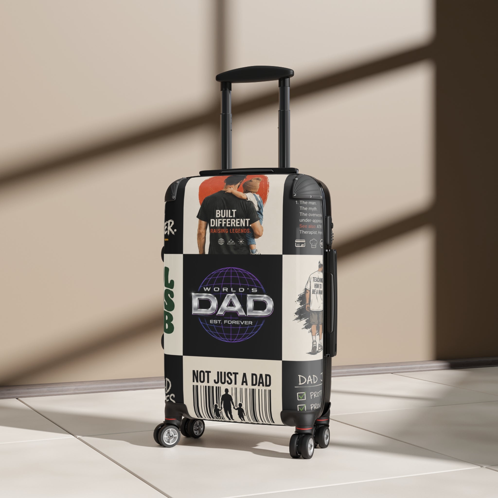 “The Carry-On King” Father’s Day Travel Suitcase with Retro Passport Collage
