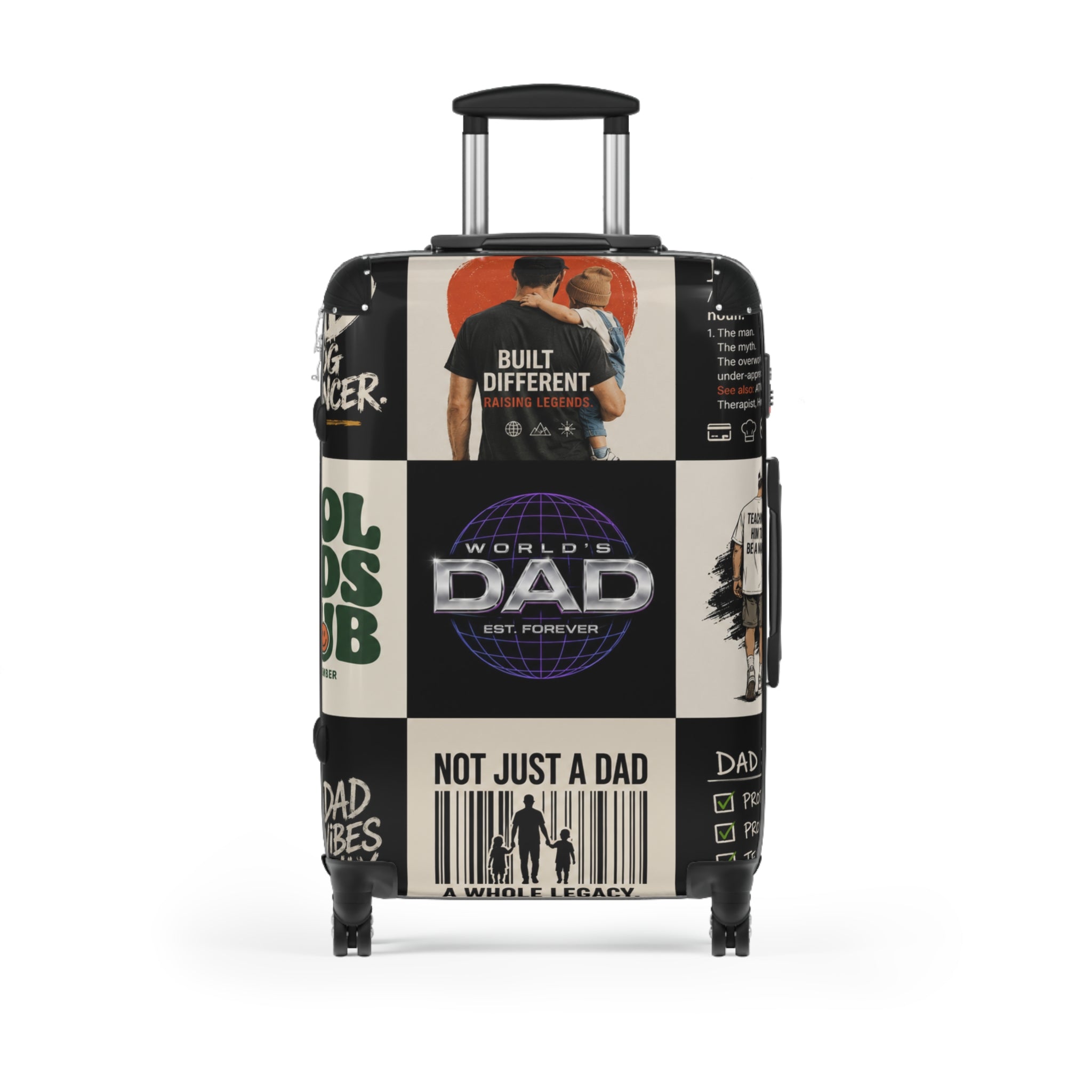 “The Carry-On King” Father’s Day Travel Suitcase with Retro Passport Collage