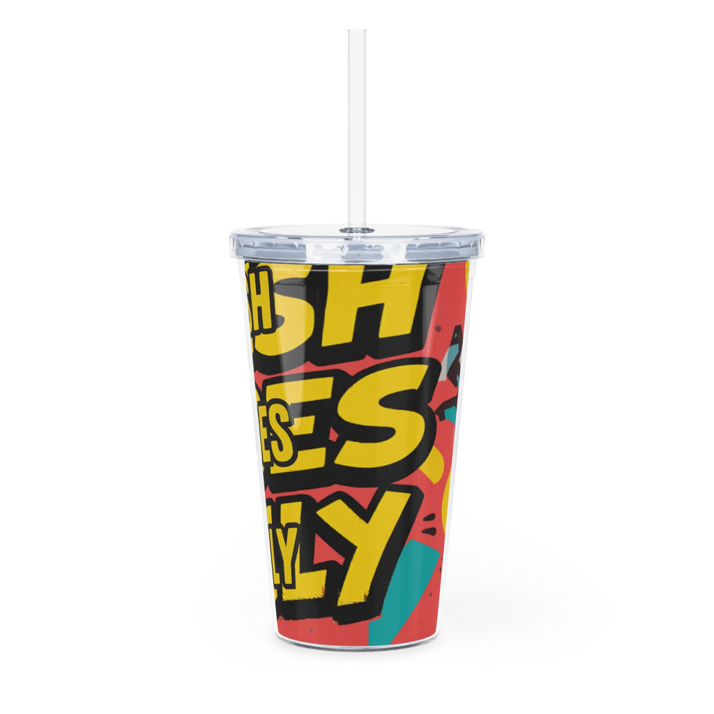 Fresh Vibes Only Tumbler - Insulated Plastic Cup with Straw