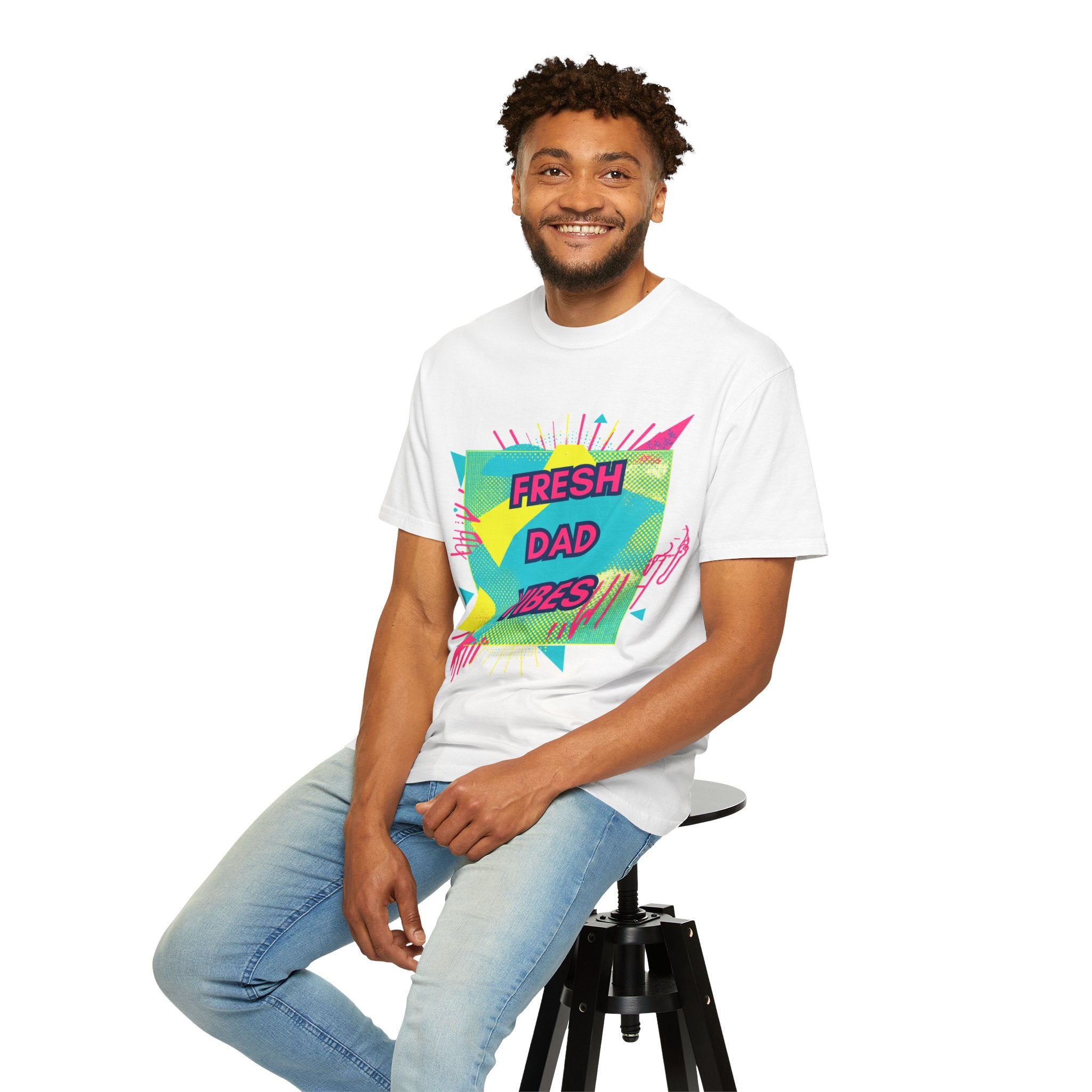Fresh Dad Vibes T-Shirt — Retro 90s Neon Father's Day Tee